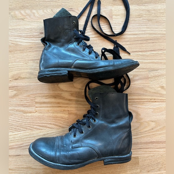 Men's Bed Stu Black Leather Boots Combat size 11